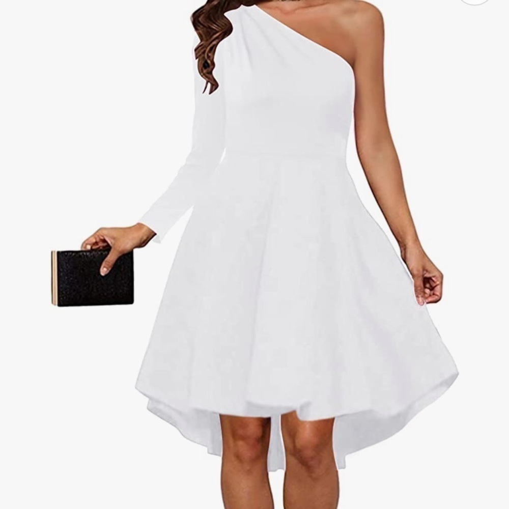 Chic One-Shoulder White Dress